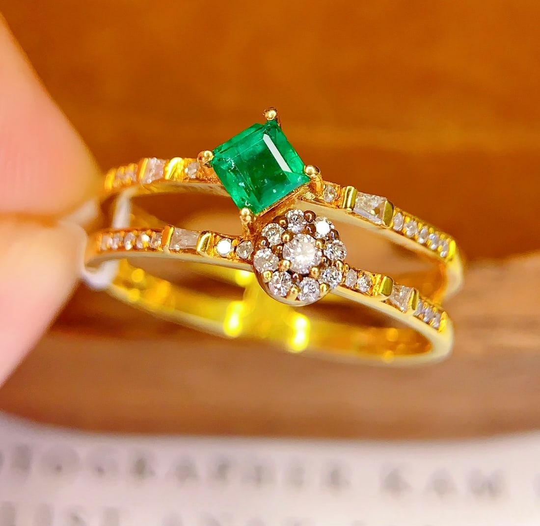 18K gold emerald ring - 3