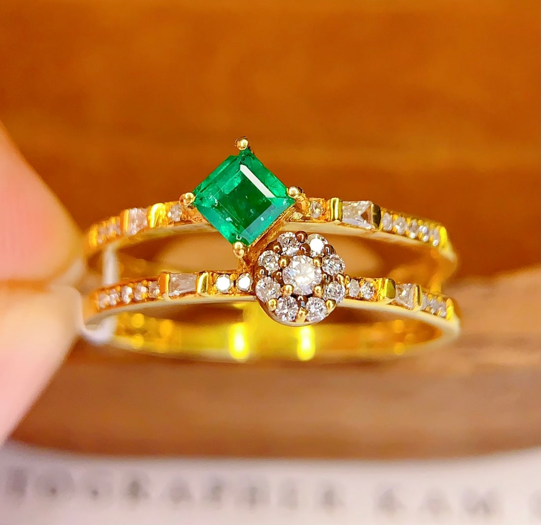 18K gold emerald ring - 4