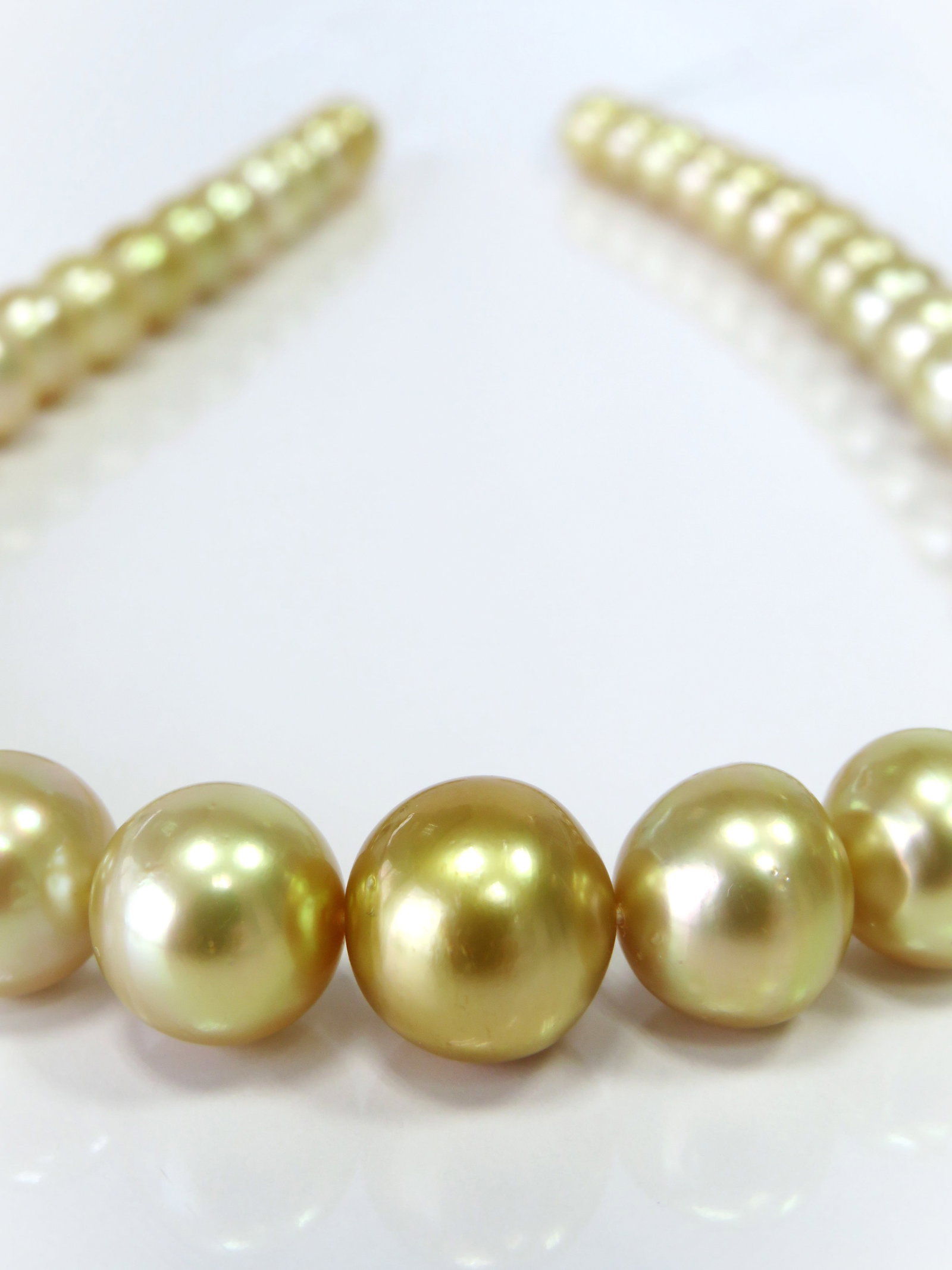 10-13mm Round/Button Golden South Sea Pearl Necklace Strand - 2