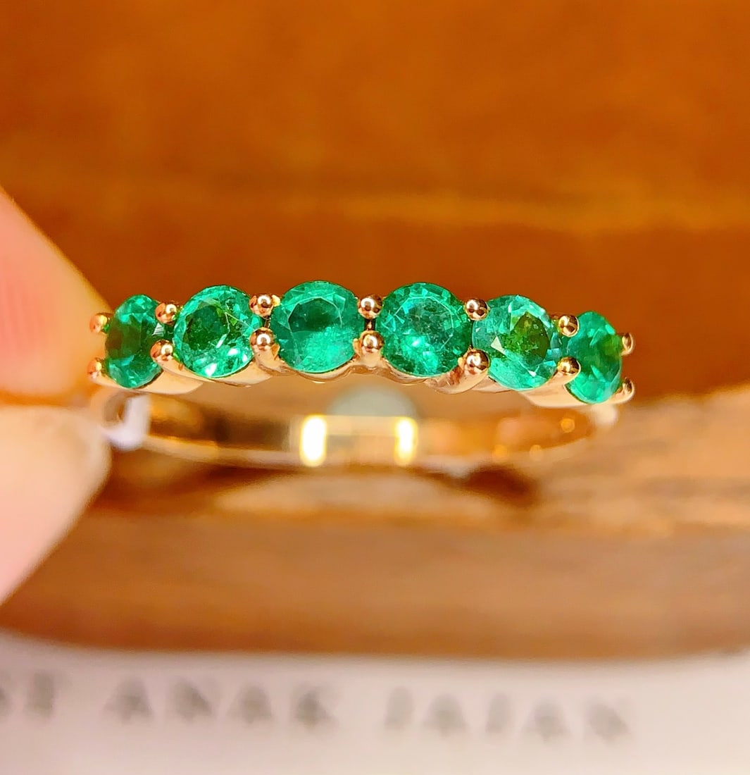 18K Gold Natural Emerald Ring - 2