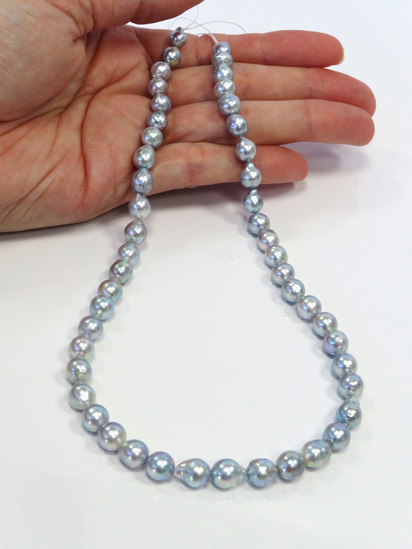 6-8mm Drop-Baroque Blue Akoya Pearl Necklace Strand - 3