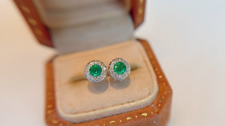 18K gold emerald earrings - 2