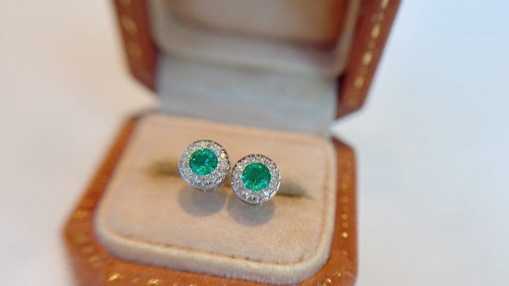 18K gold emerald earrings - 3