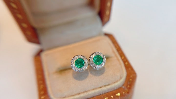18K gold emerald earrings - 4
