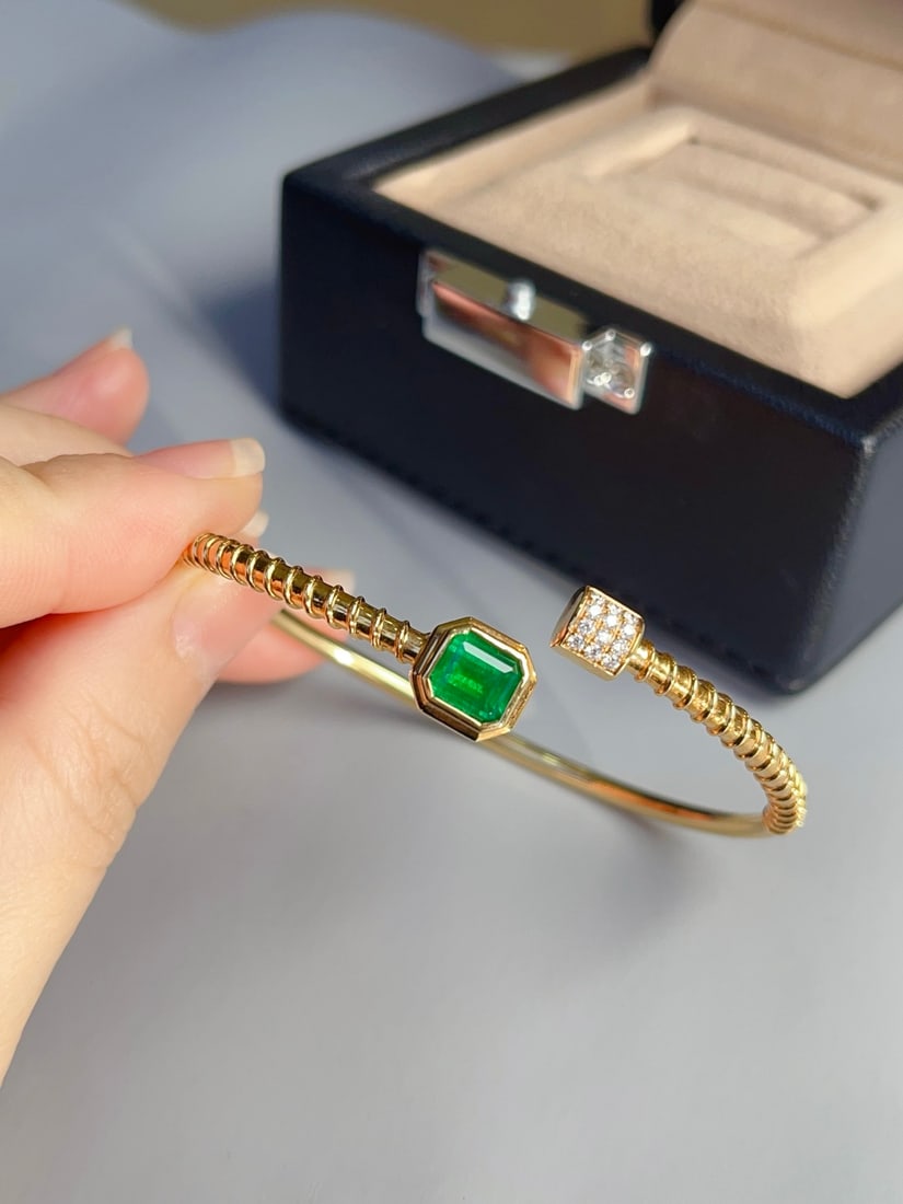 18K gold emerald bracelet - 2