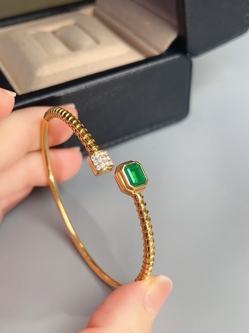 18K gold emerald bracelet - 3