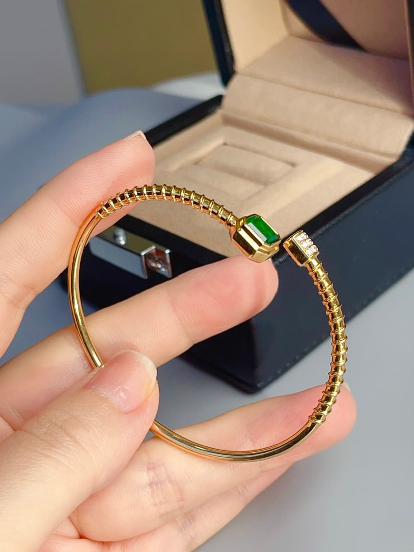 18K gold emerald bracelet - 5