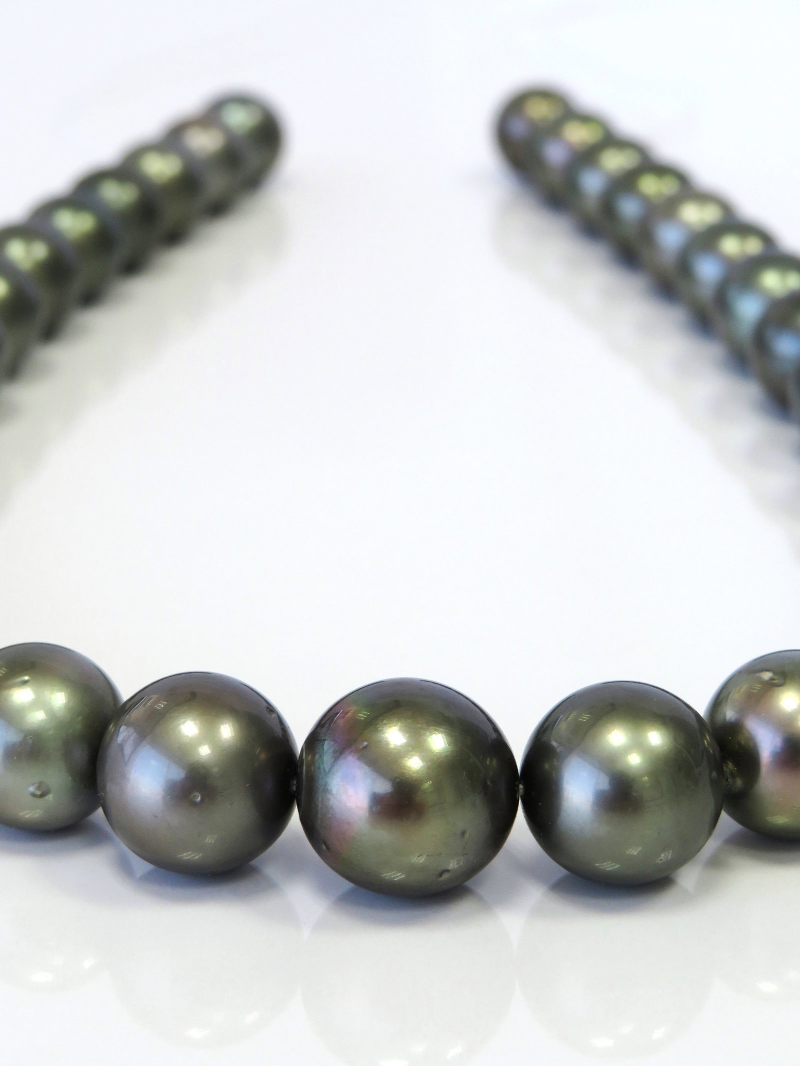 12-14mm Round Medium Dark Tahitian Pearl Necklace Strand - 2