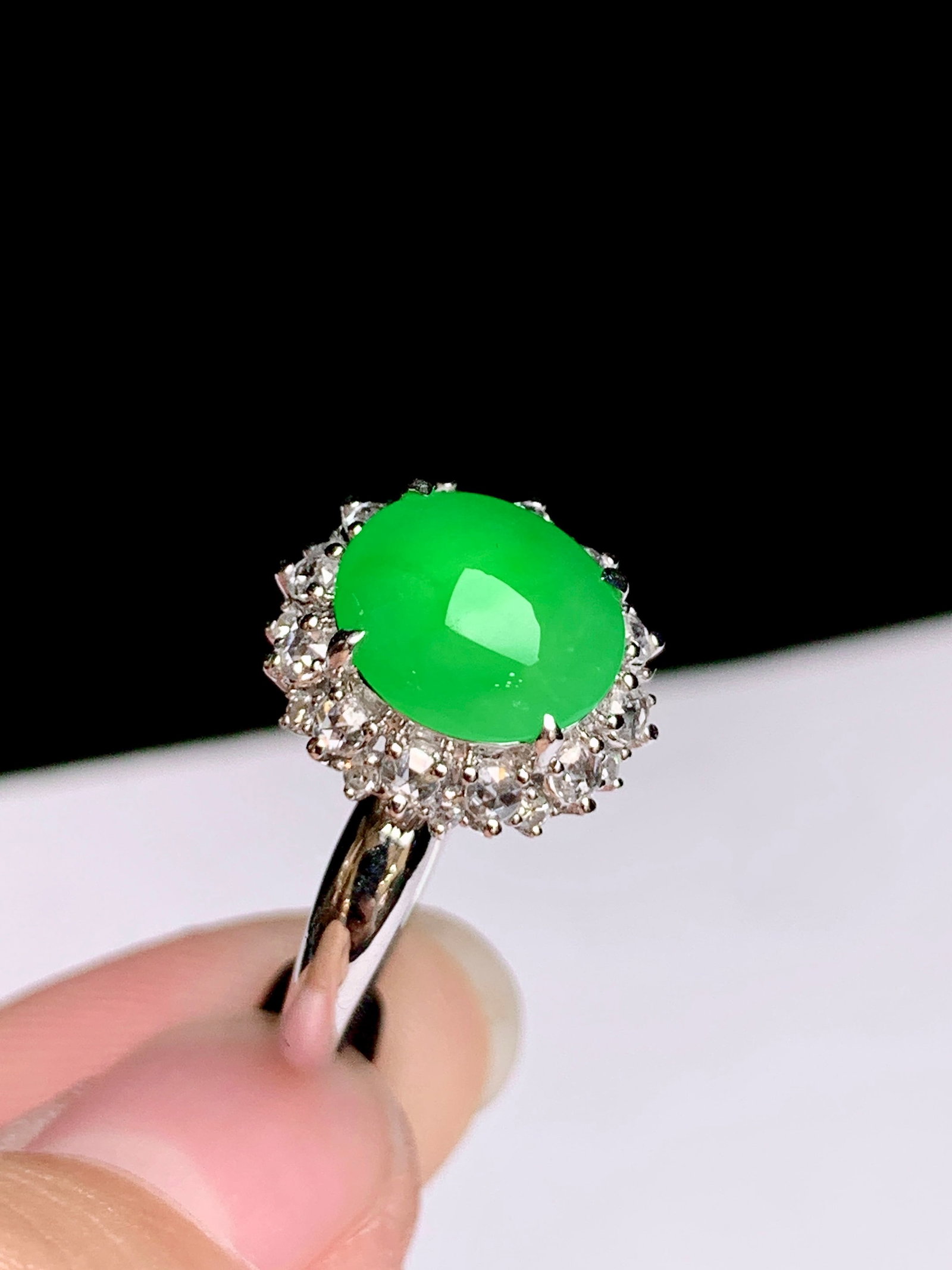 18K gold jade ring - 4