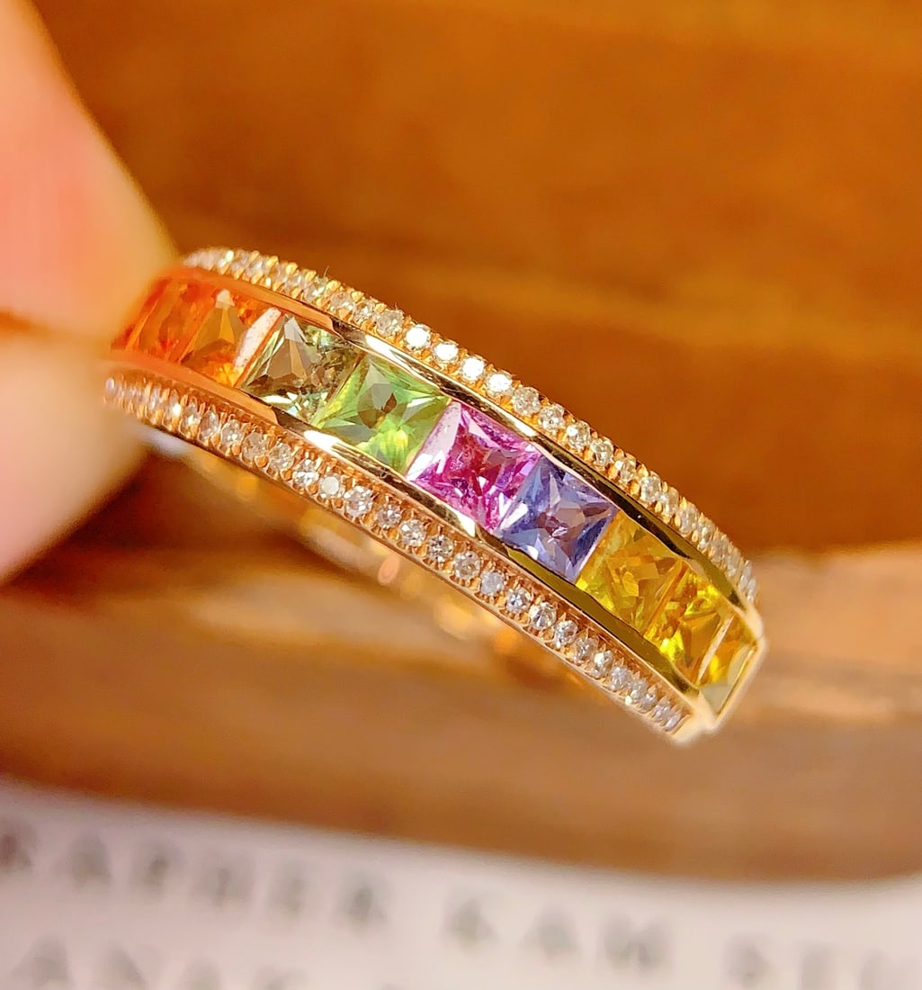 18K gold natural sapphire ring - 2