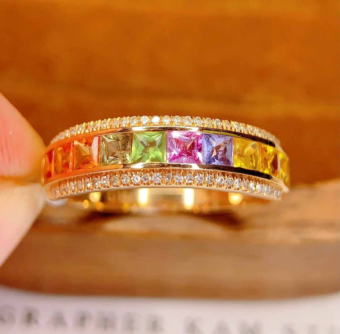 18K gold natural sapphire ring - 3