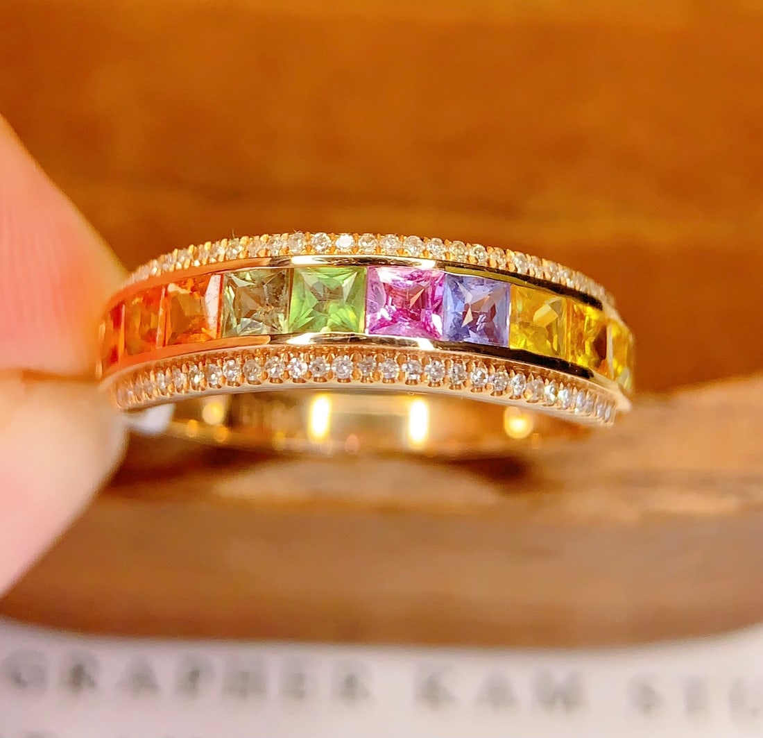 18K gold natural sapphire ring - 4