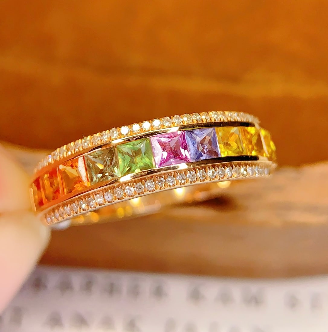 18K gold natural sapphire ring - 5