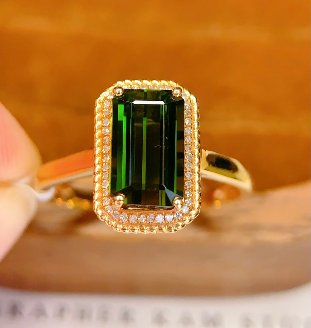 18K gold natural aquamarine ring - 2