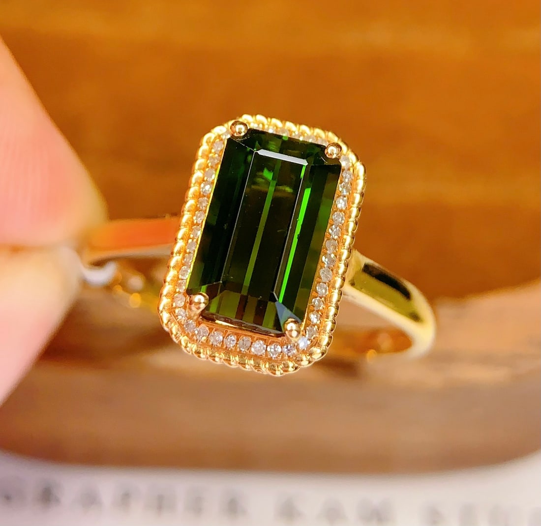 18K gold natural aquamarine ring - 4