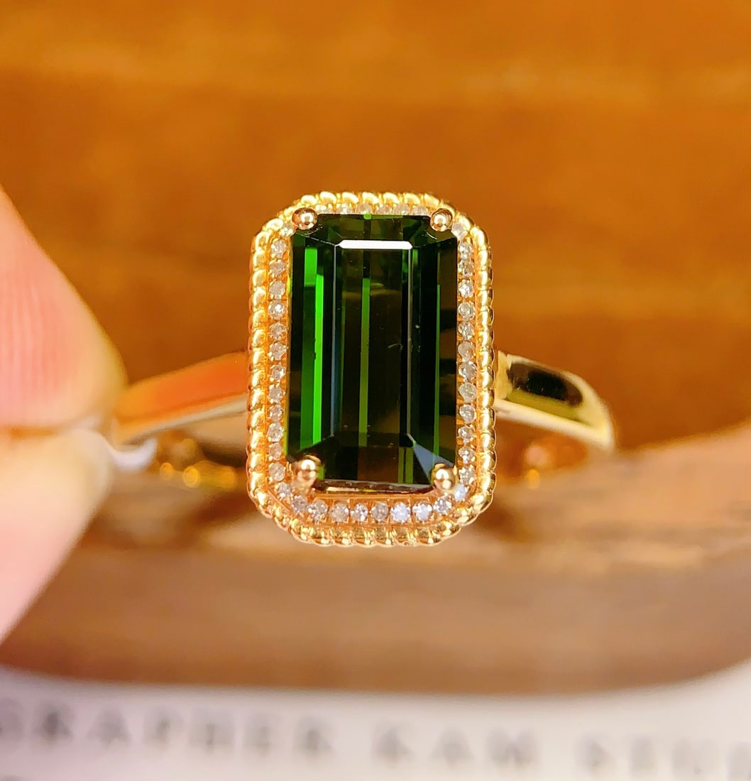 18K gold natural aquamarine ring - 5