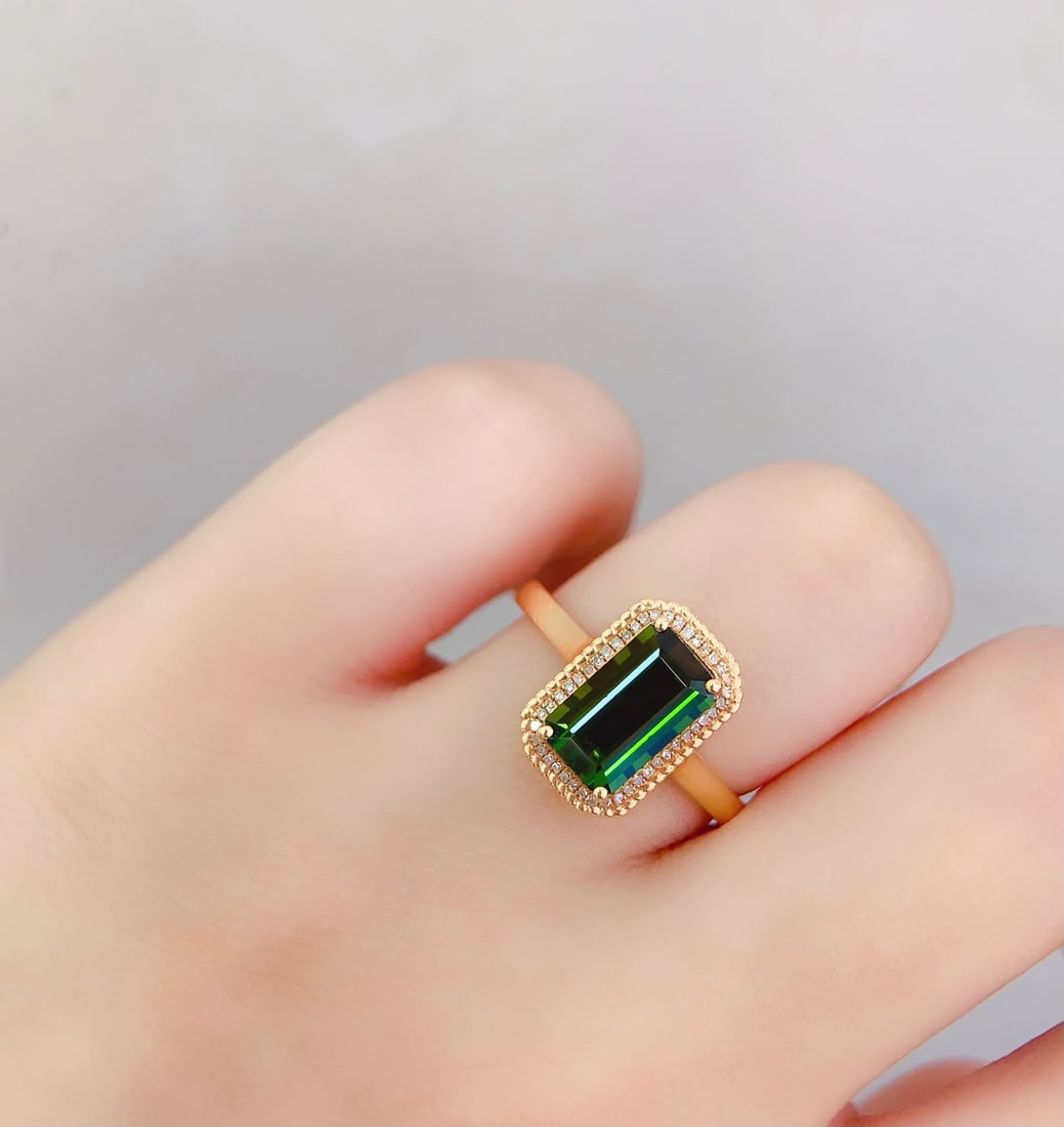18K gold natural aquamarine ring - 6