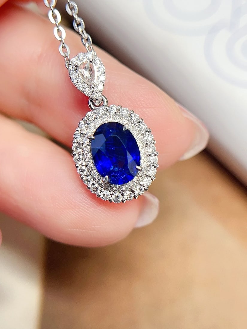 18K gold sapphire pendant (chain not included) - 3