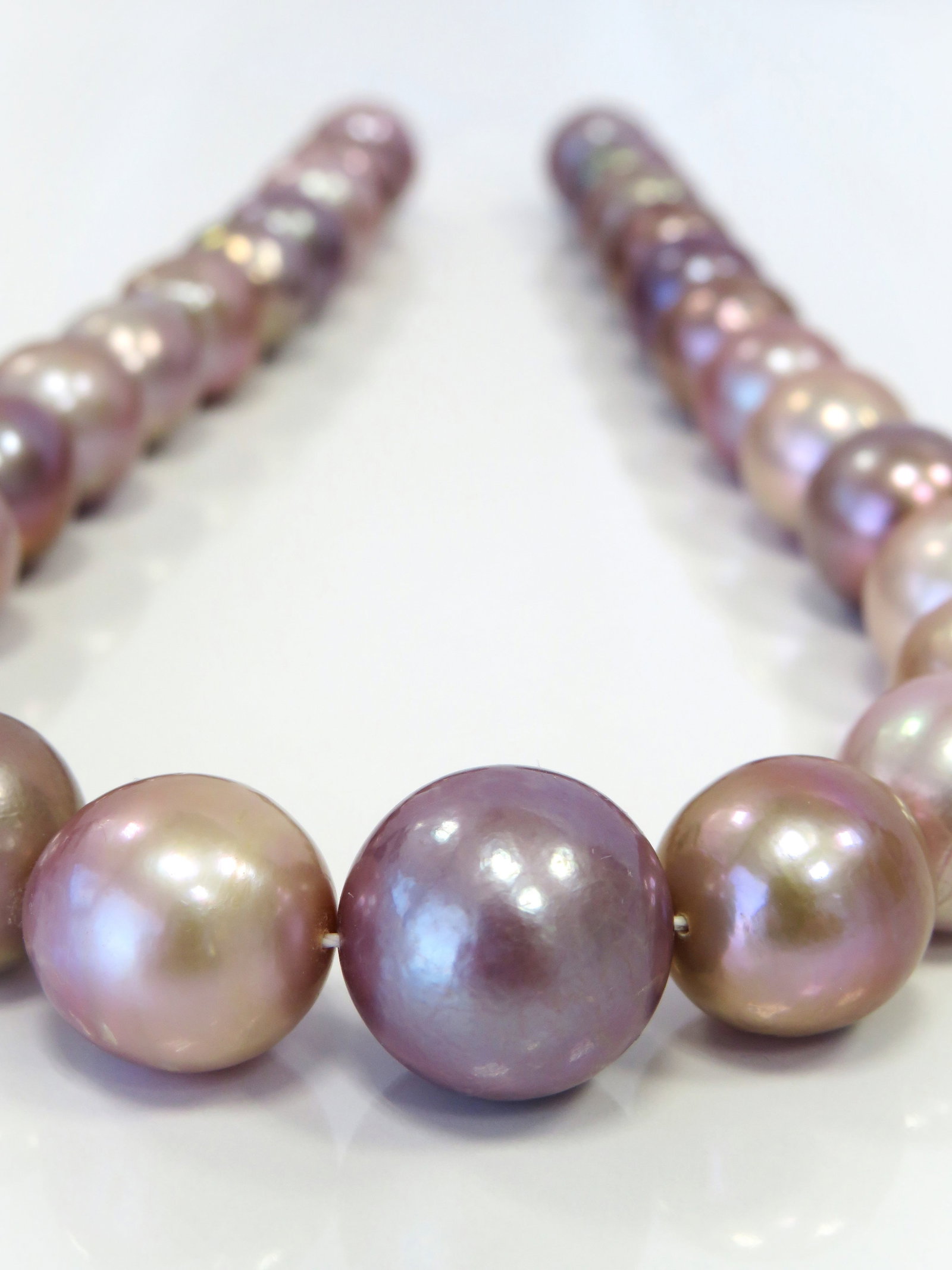 14-16mm Near-Round/Oval Medium-Dark Purple/Pink Fresh Water Pearl Necklace Strand - 2