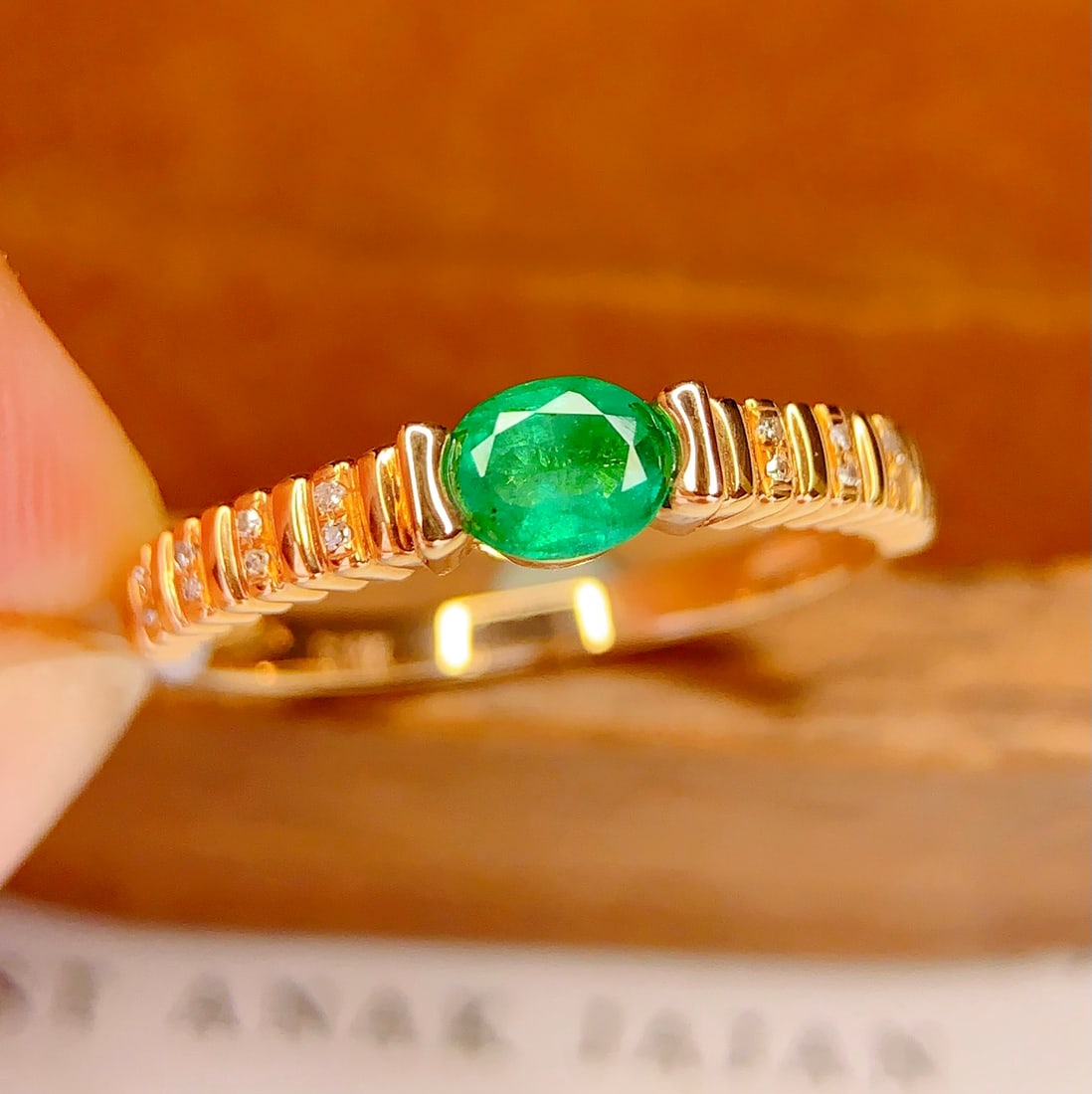 18K Gold Natural Emerald Ring - 3