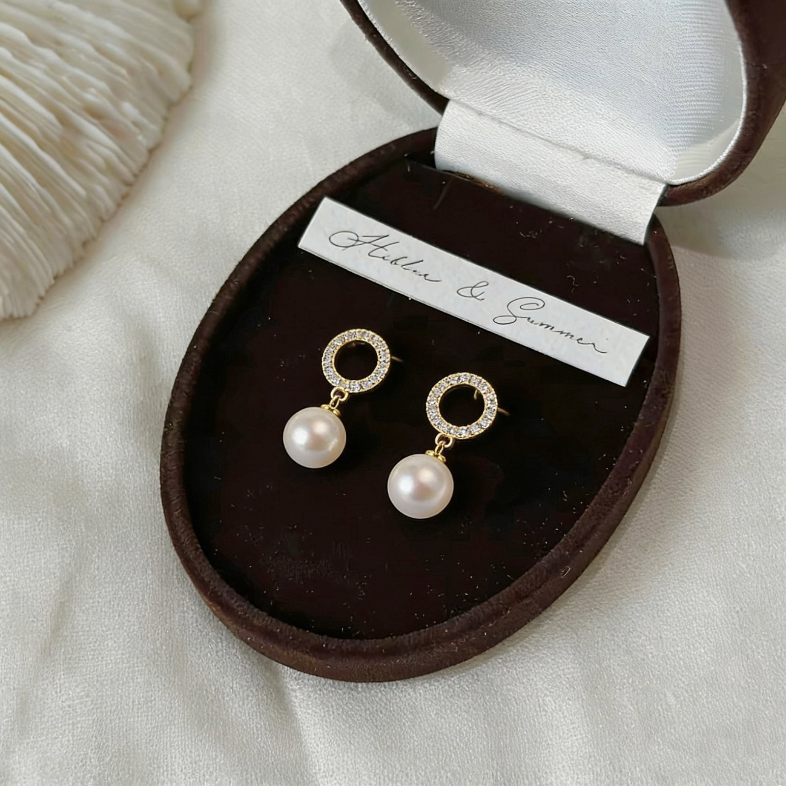18K gold diamond pearl earrings - 2