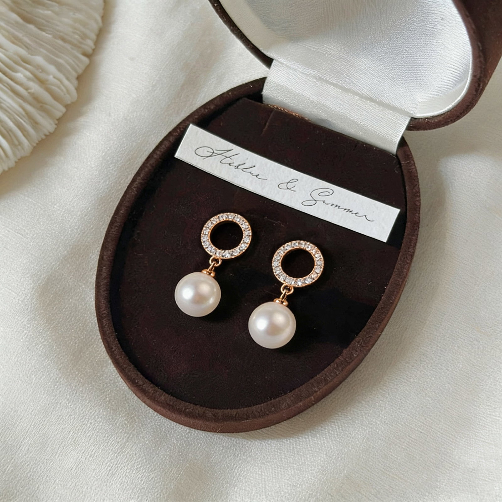 18K gold diamond pearl earrings - 7