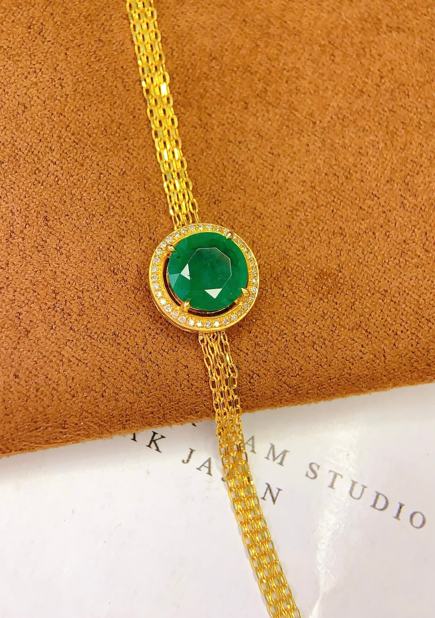18K gold emerald bracelet - 4