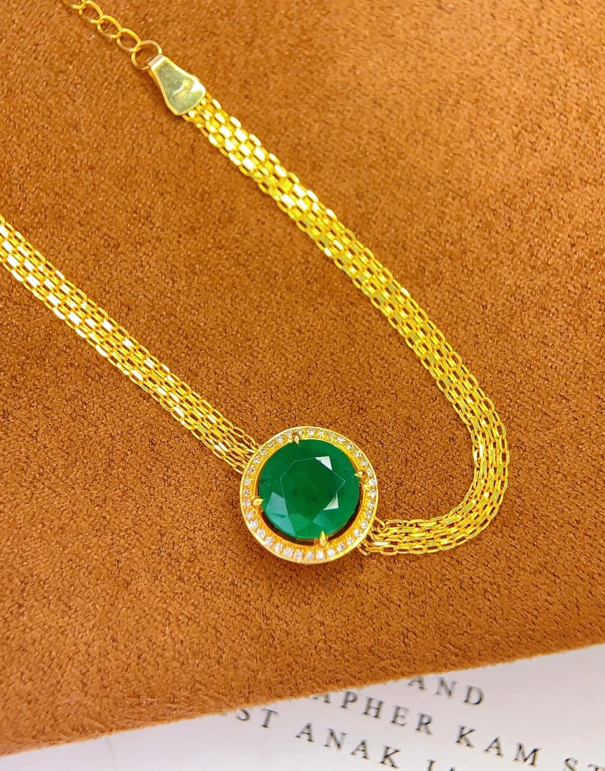 18K gold emerald bracelet - 5