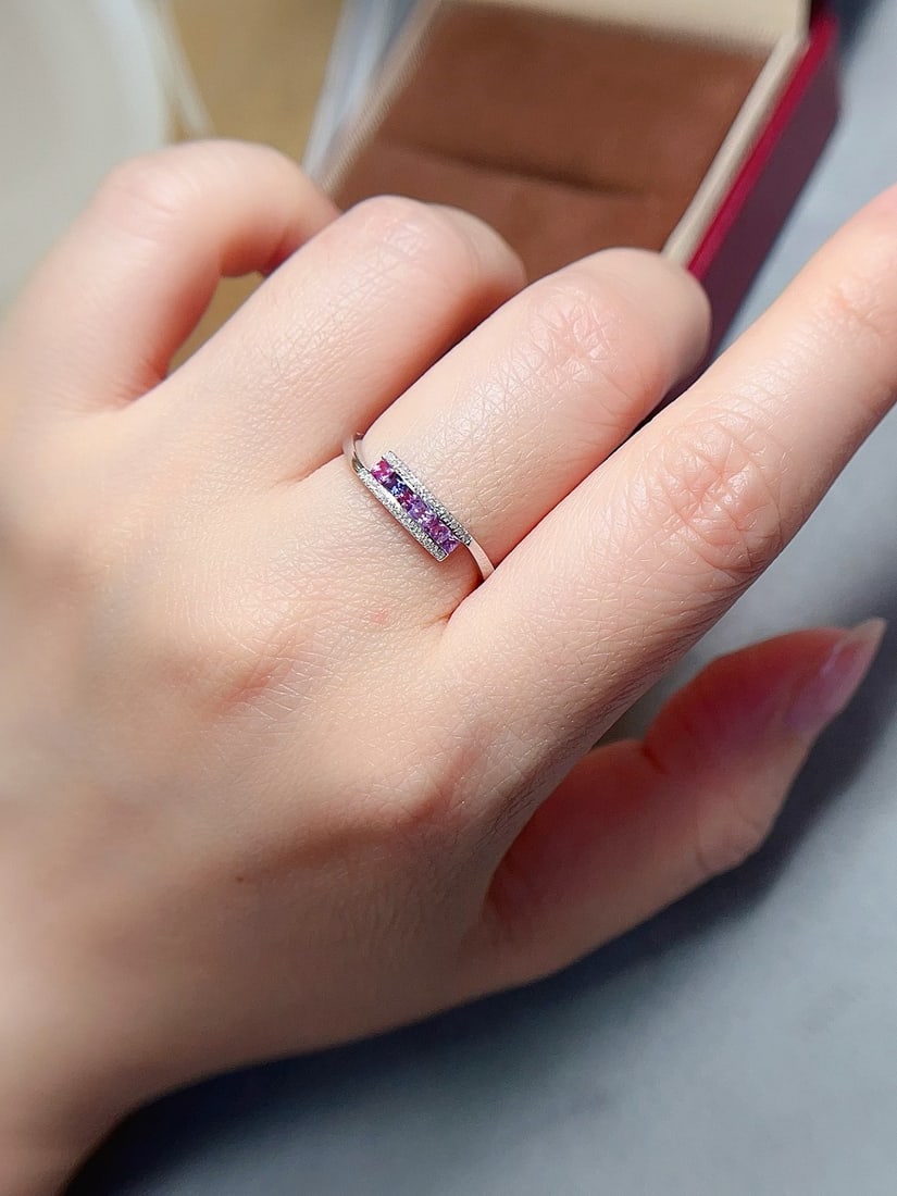 18K gold sapphire ring - 5