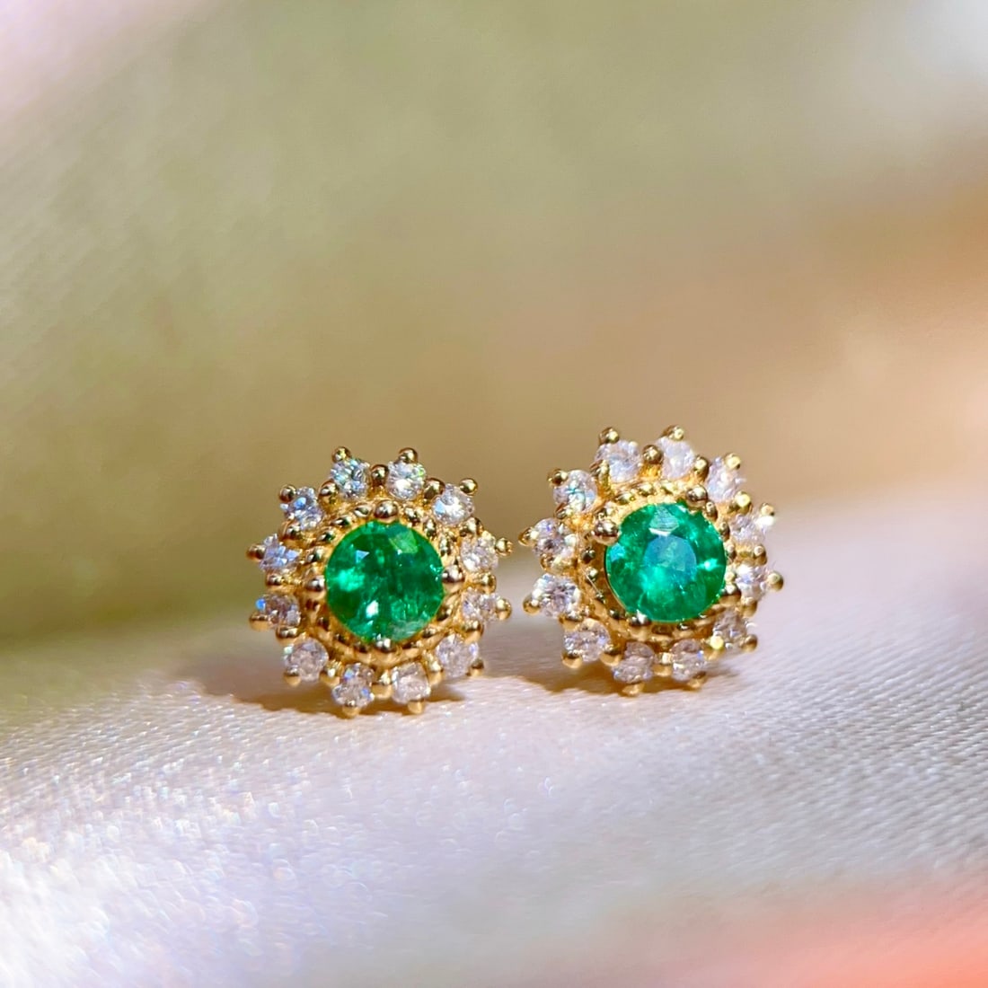 18K gold emerald earrings - 2