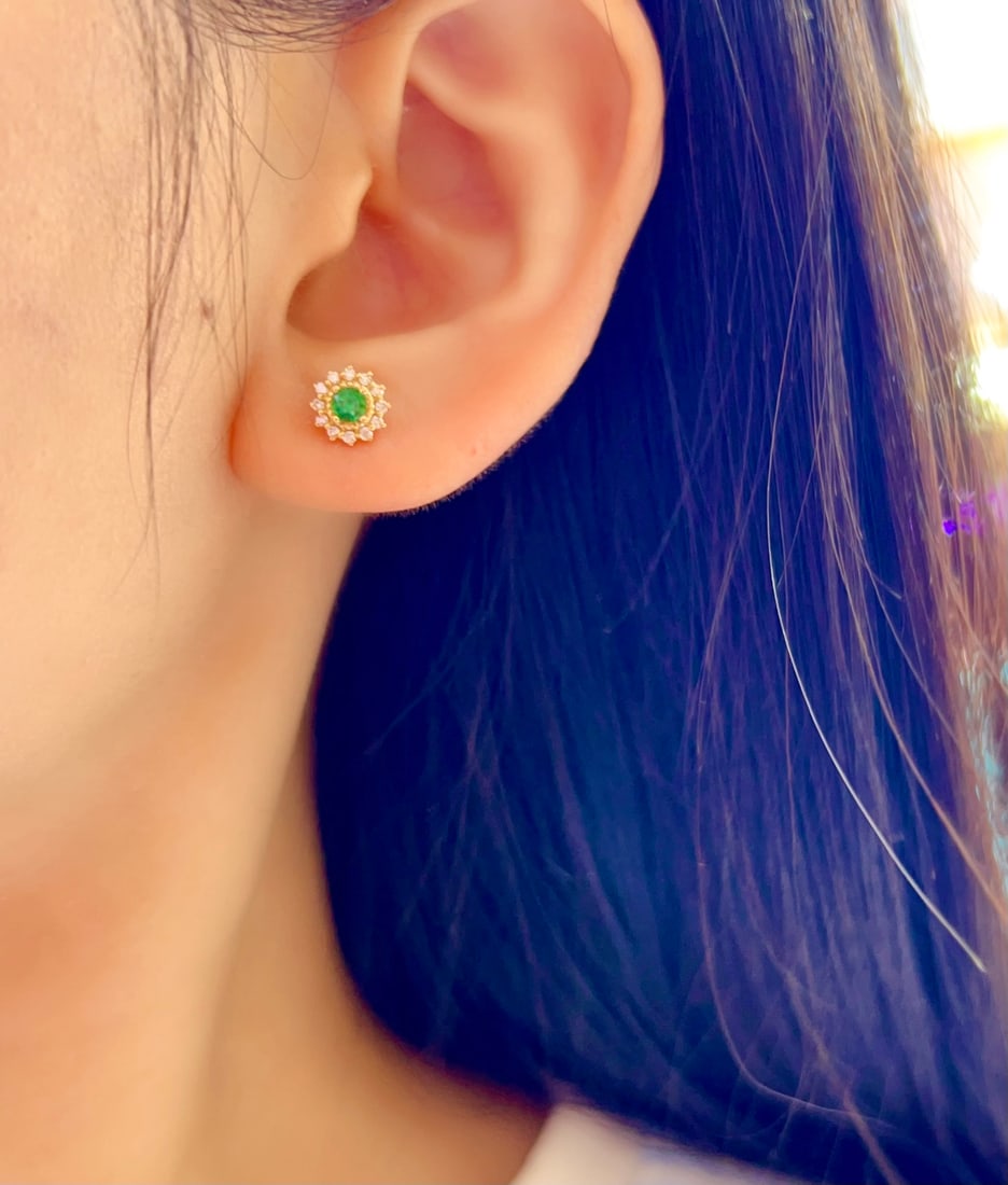 18K gold emerald earrings - 6