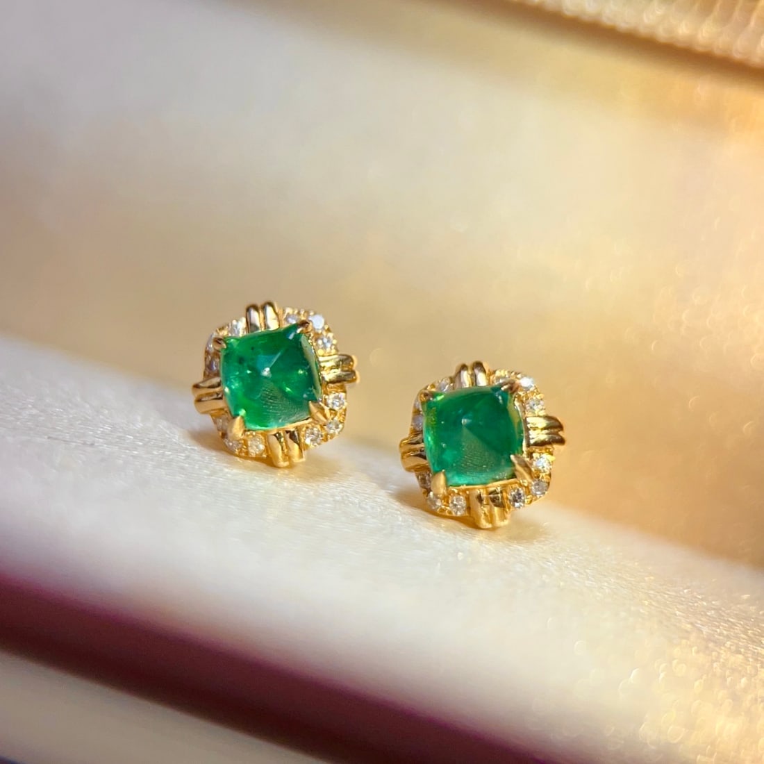 18K gold emerald earrings - 2