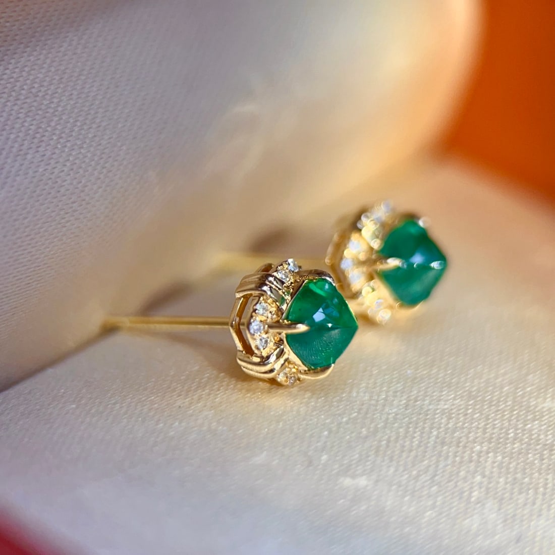 18K gold emerald earrings - 3