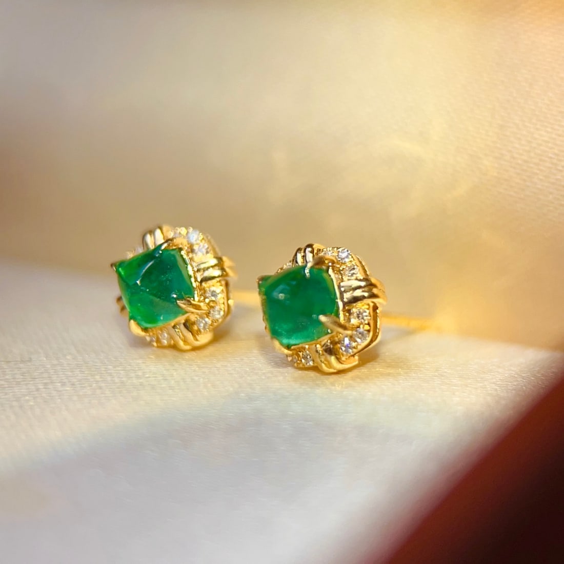 18K gold emerald earrings - 4