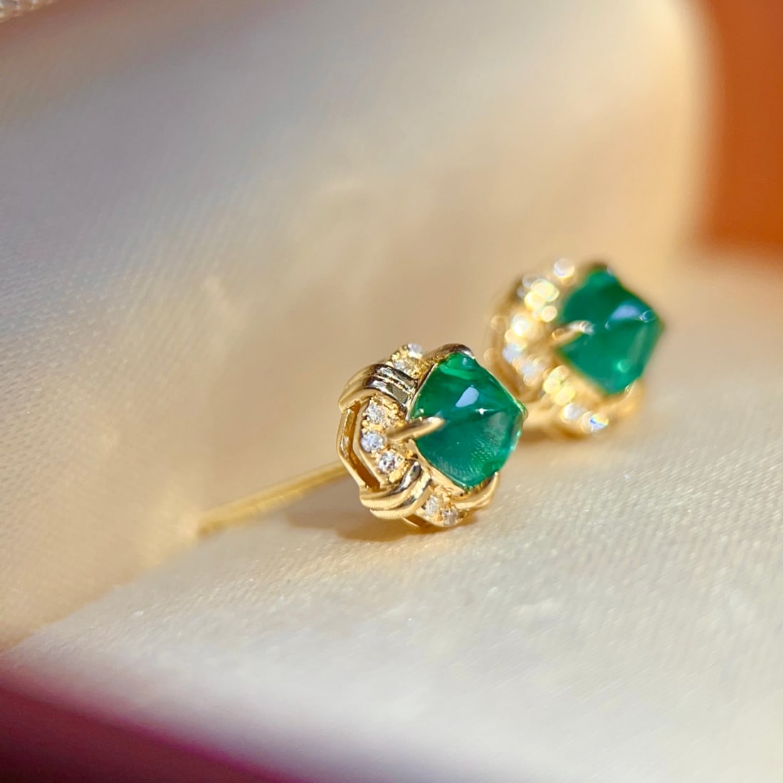 18K gold emerald earrings - 5