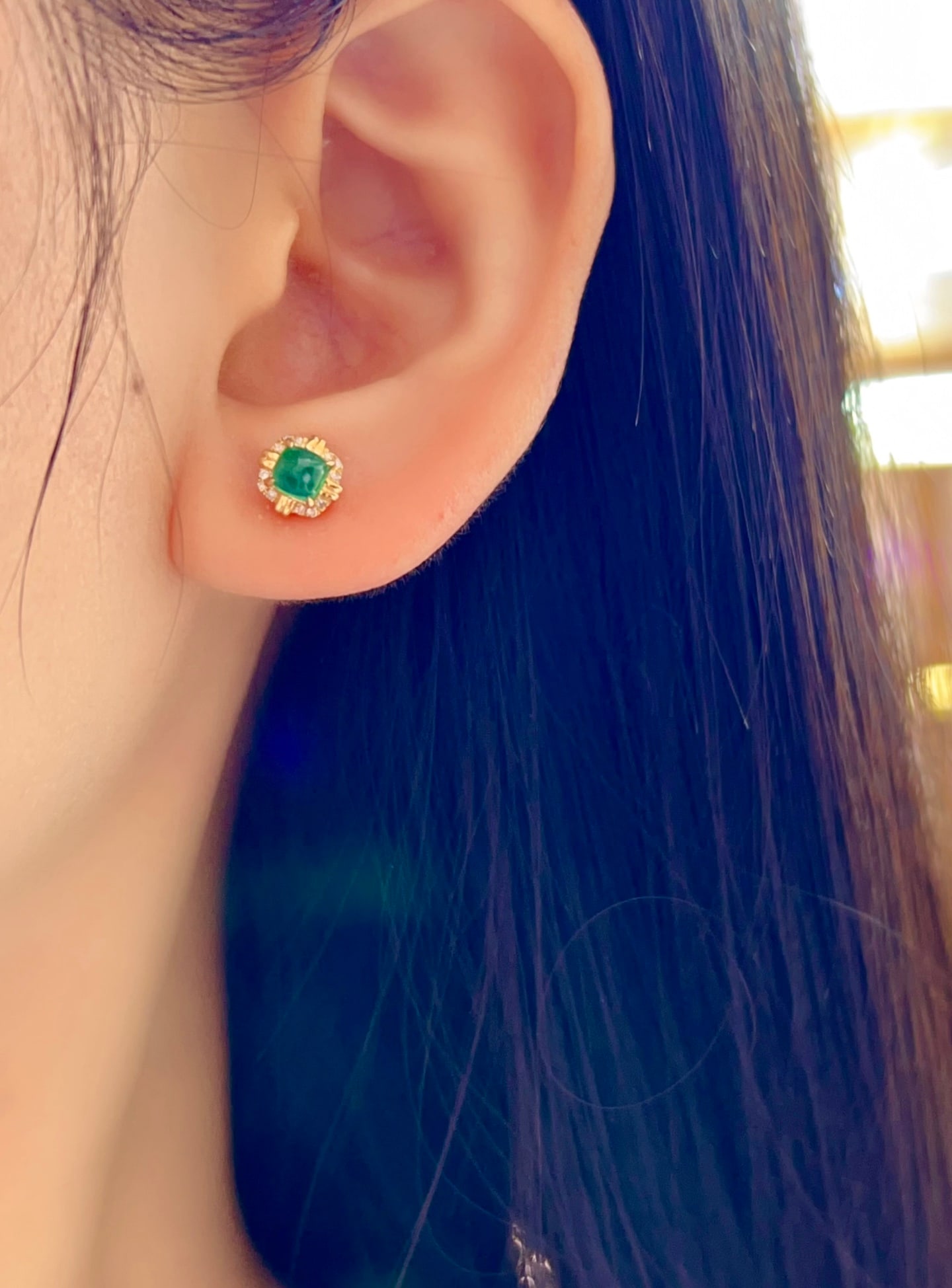 18K gold emerald earrings - 6