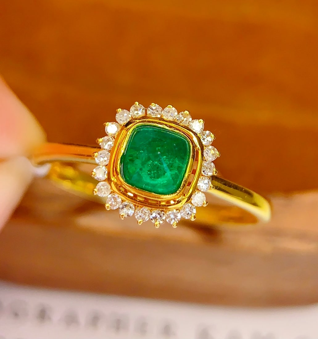 18K gold emerald ring - 2