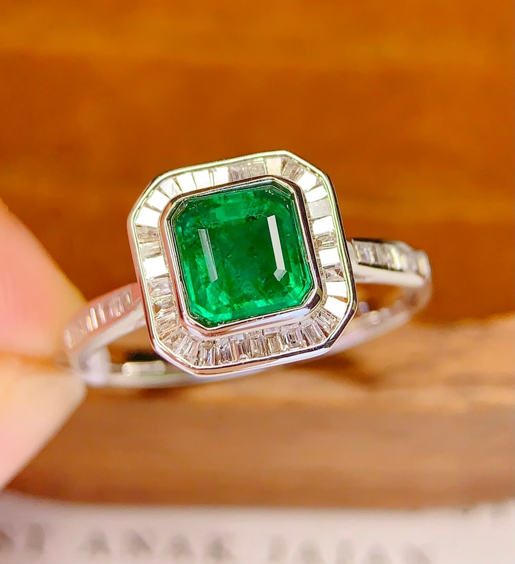 18K gold natural emerald ring - 2