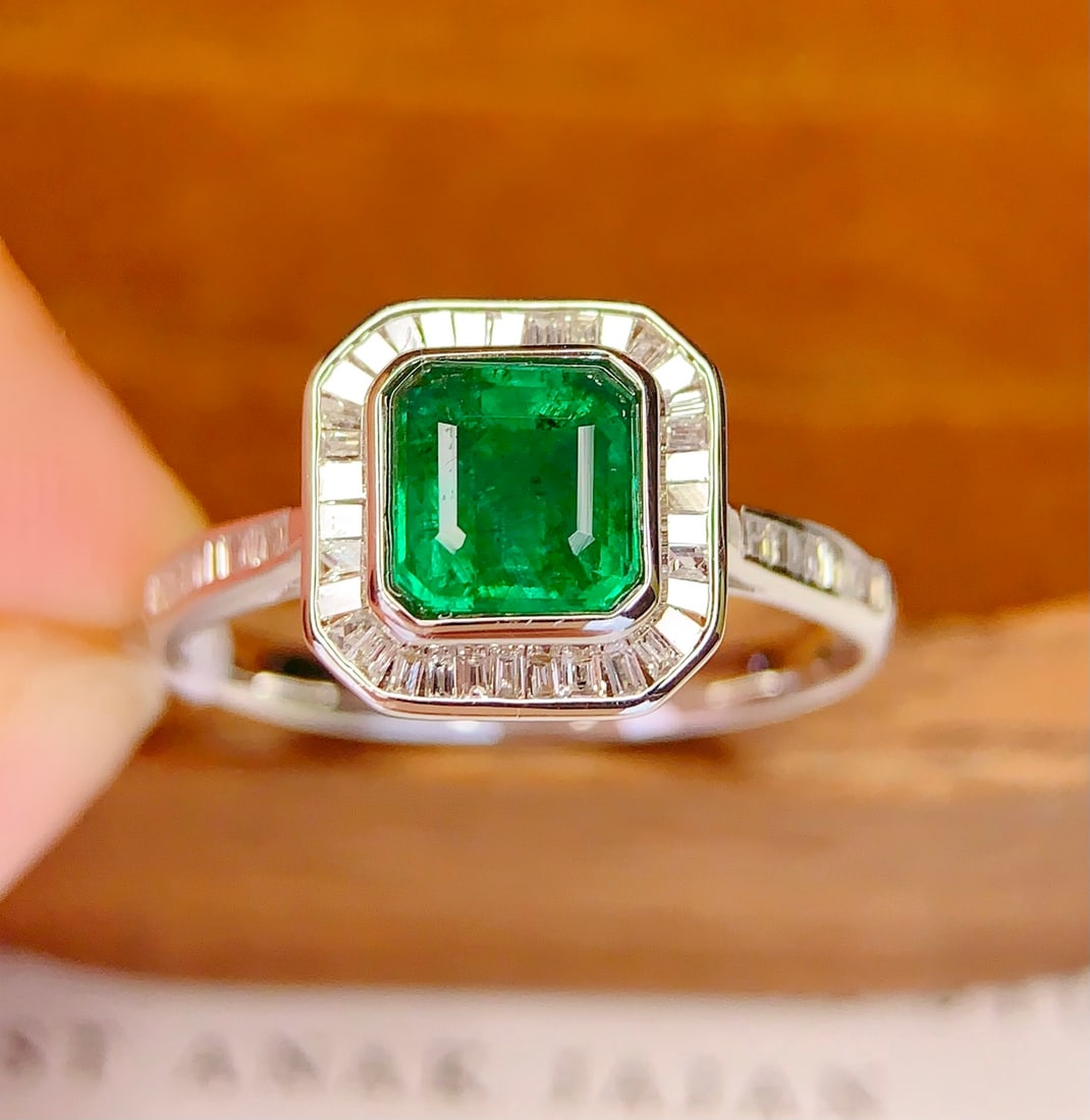 18K gold natural emerald ring - 3