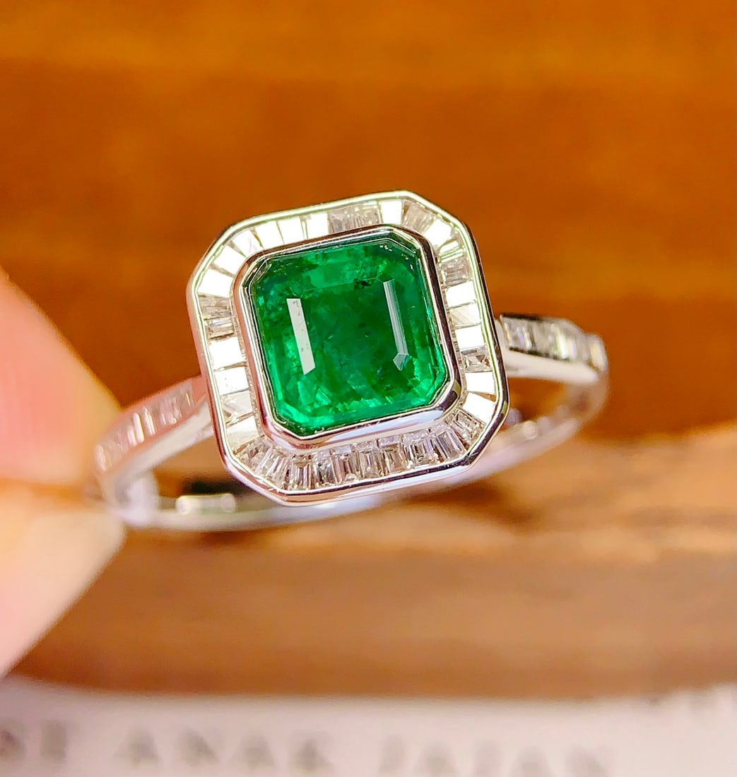 18K gold natural emerald ring - 4