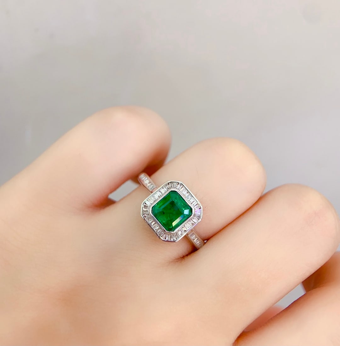 18K gold natural emerald ring - 6