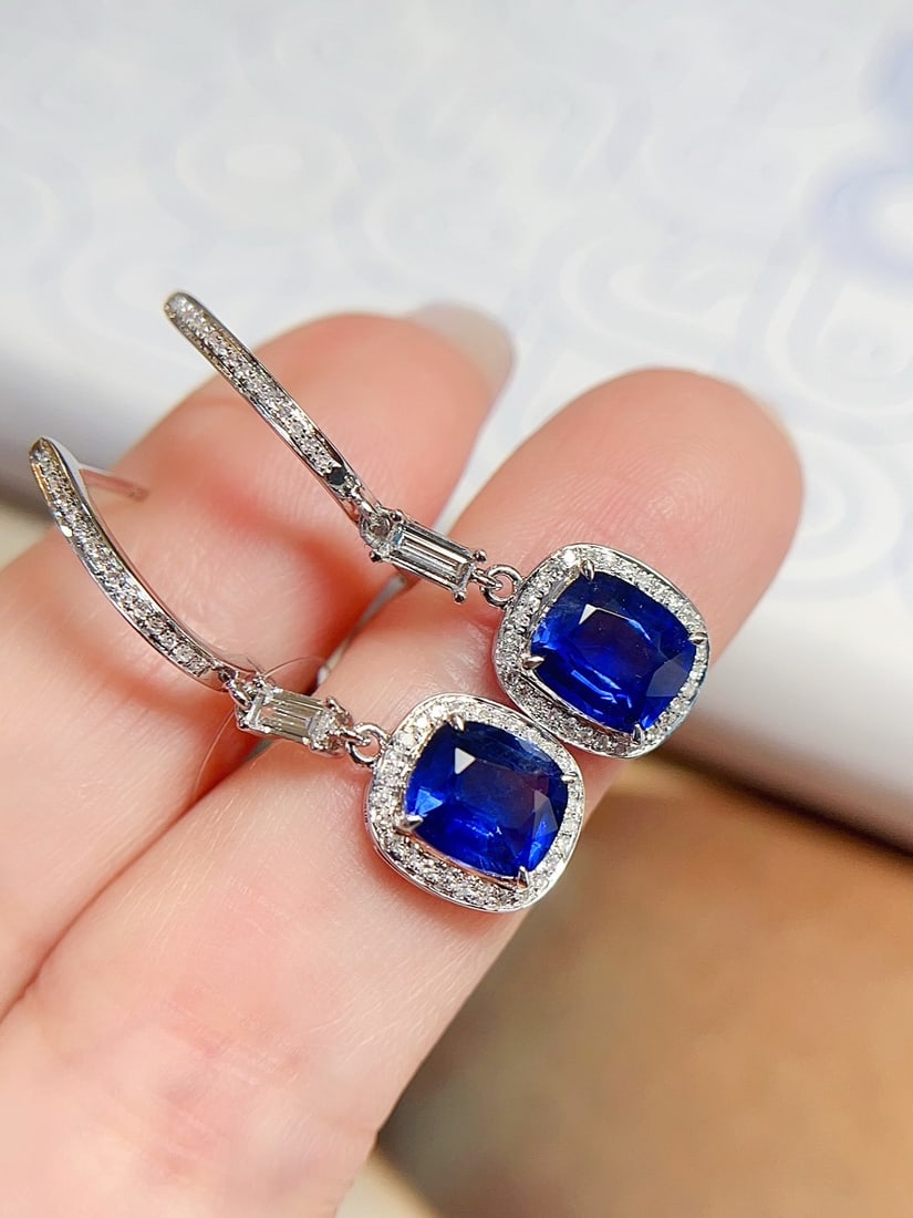 18K gold sapphire earrings - 2
