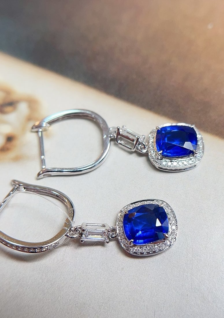 18K gold sapphire earrings - 3