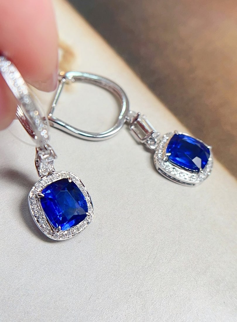 18K gold sapphire earrings - 4