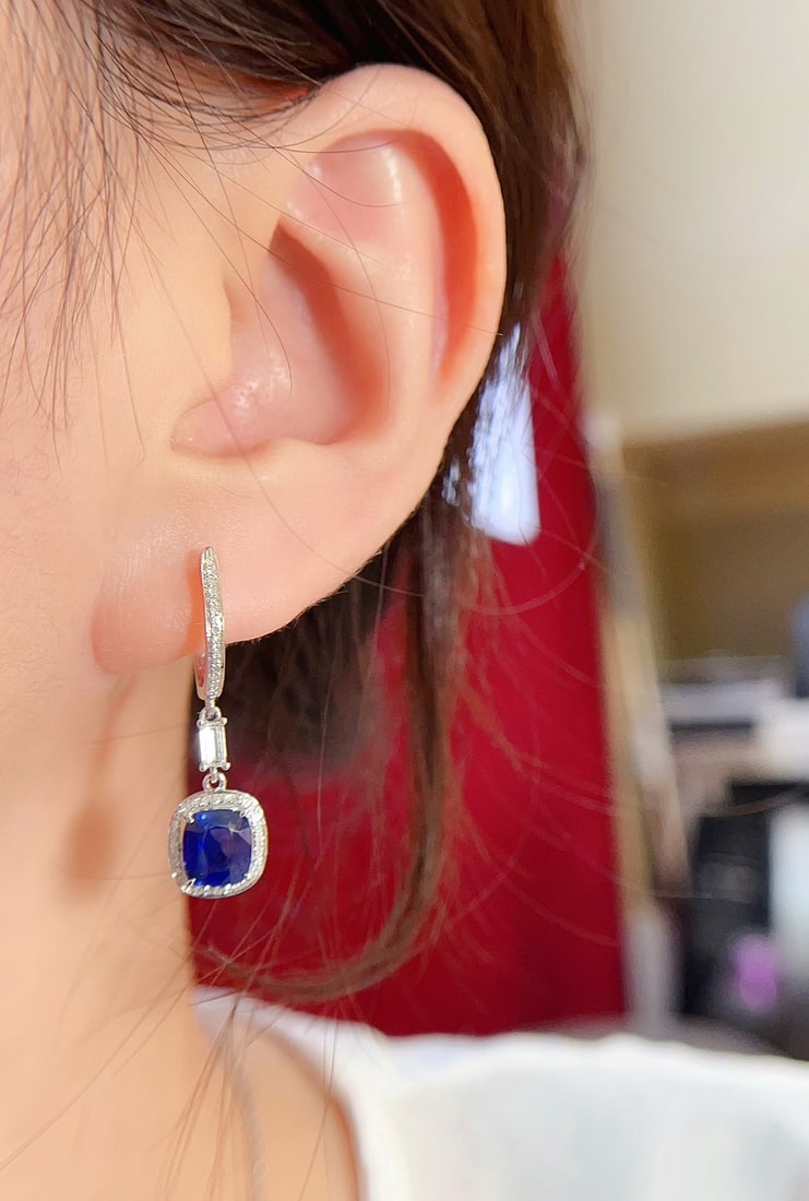 18K gold sapphire earrings - 5