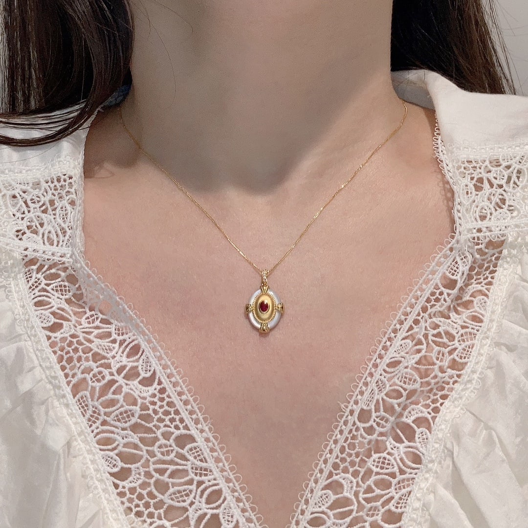 18K white gold blue sapphire single pendant (chain not included) - 6