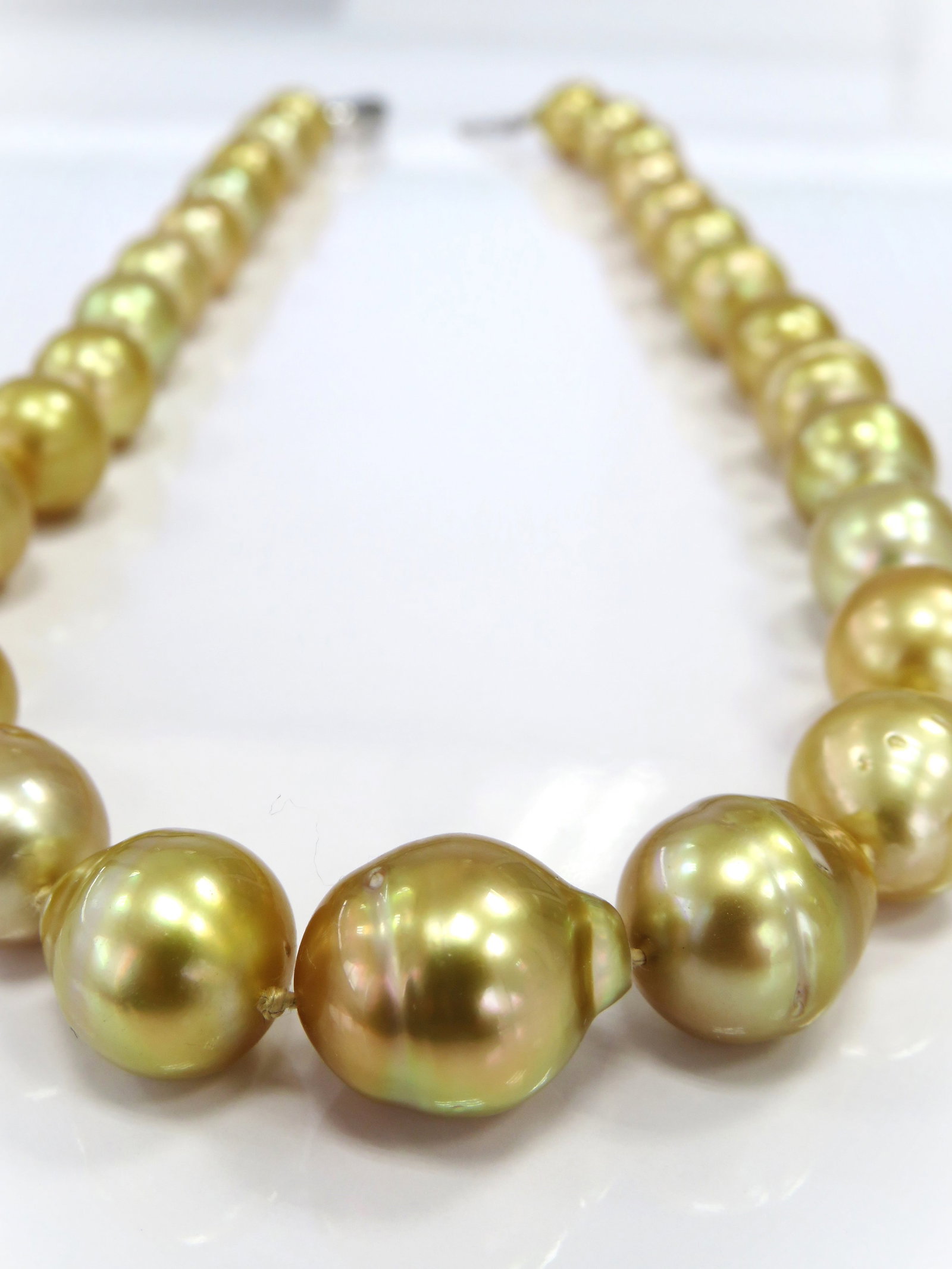 12-15mm Drop/Circle-Baroque Dark Golden South Sea Pearl Necklace - 2