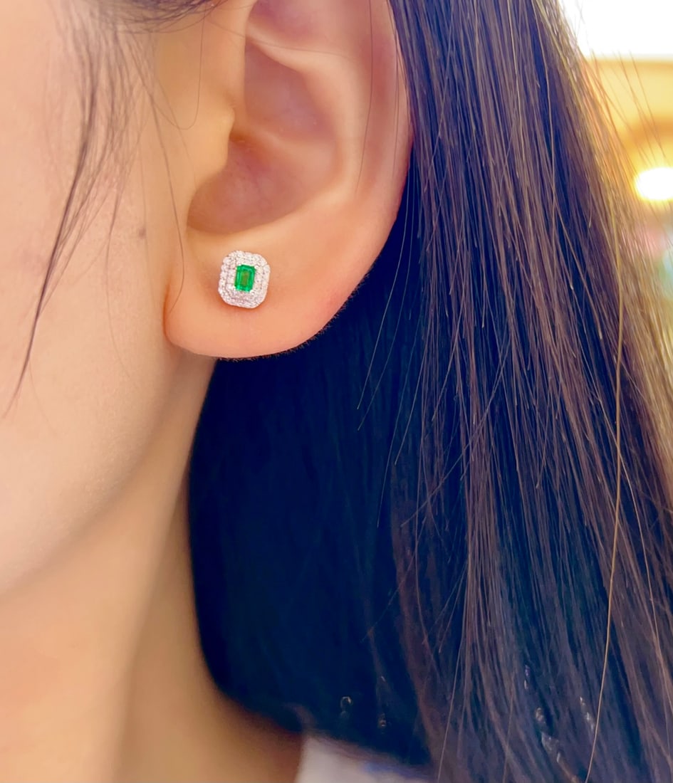 18K gold emerald earrings - 6