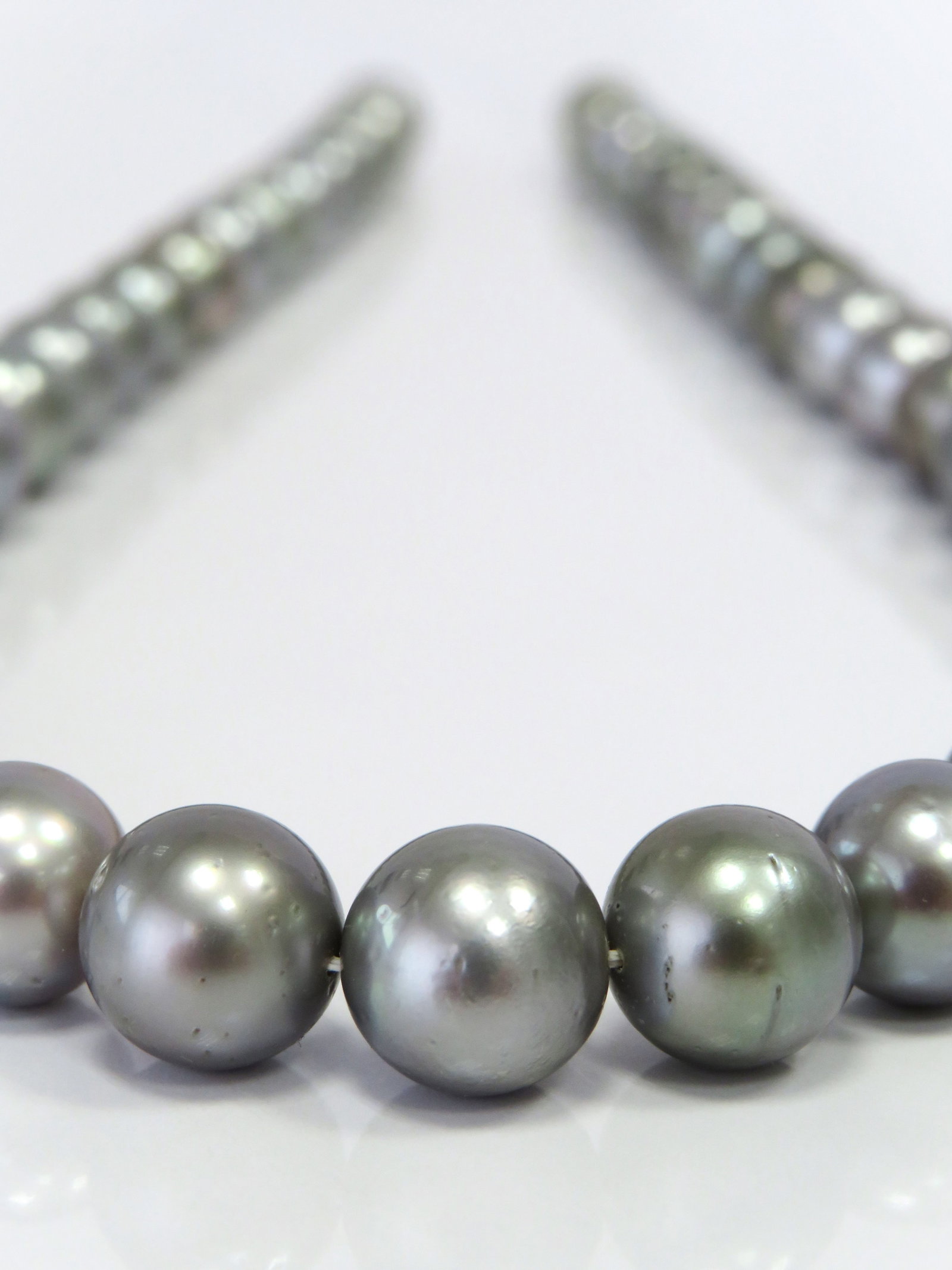8-11mm Round Silver Tahitian Pearl Necklace Strand - 2