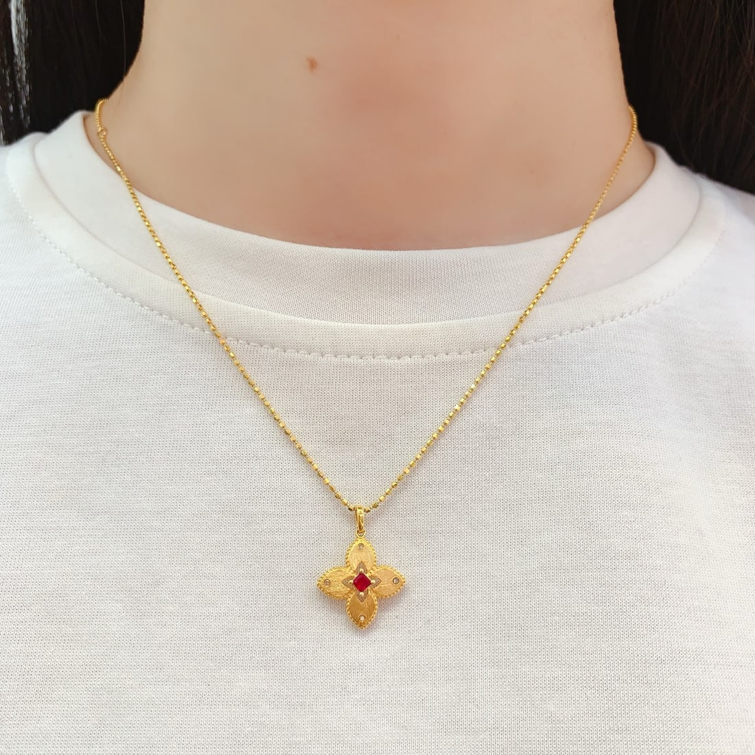 18K Gold Ruby Pendant (chain not included) - 6